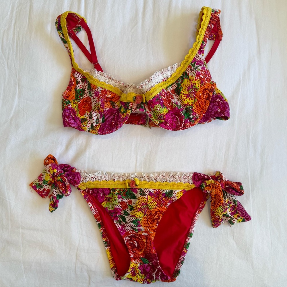 Rare Vintage Betsey Johnson Swan Lake Bikini